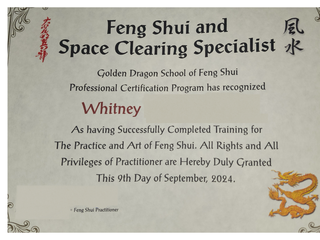 Certification as a Feng Shui & Space Clearing Specialist